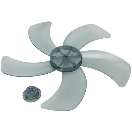 16 Inch Plastic Fan Blade With Nut Cover 5-Leaf Design for Pedestal or Desk Fan Replacement Part for 16"/375Mm Stand Fan Black