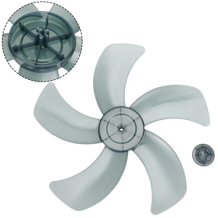 16 Inch Plastic Fan Blade With Nut Cover 5-Leaf Design for Pedestal or Desk Fan Replacement Part for 16"/375Mm Stand Fan Black