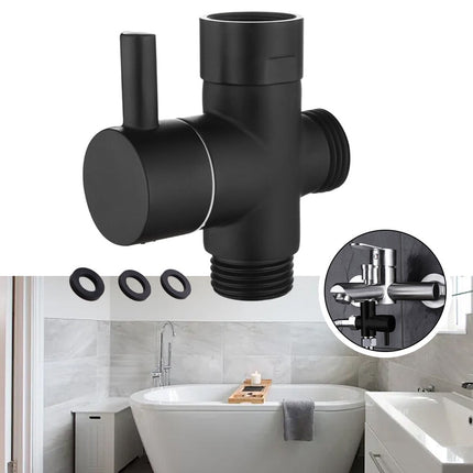 Arkzeo Three-Way One-In-Two-Out Shower Faucet Manifold All-Copper Shower Nozzle Converter Shower Valve Black Valve