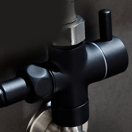Arkzeo Three-Way One-In-Two-Out Shower Faucet Manifold All-Copper Shower Nozzle Converter Shower Valve Black Valve