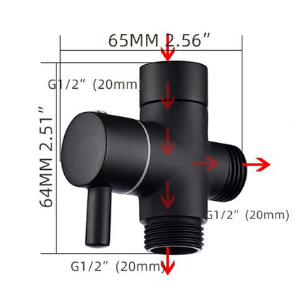 Arkzeo Three-Way One-In-Two-Out Shower Faucet Manifold All-Copper Shower Nozzle Converter Shower Valve Black Valve