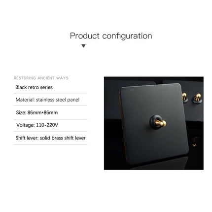 86 Type Stainless Steel Panel Wall Toggle Light Switch Brass Rod 1Way 2Way 2 Gang Smile Home 1 Gang