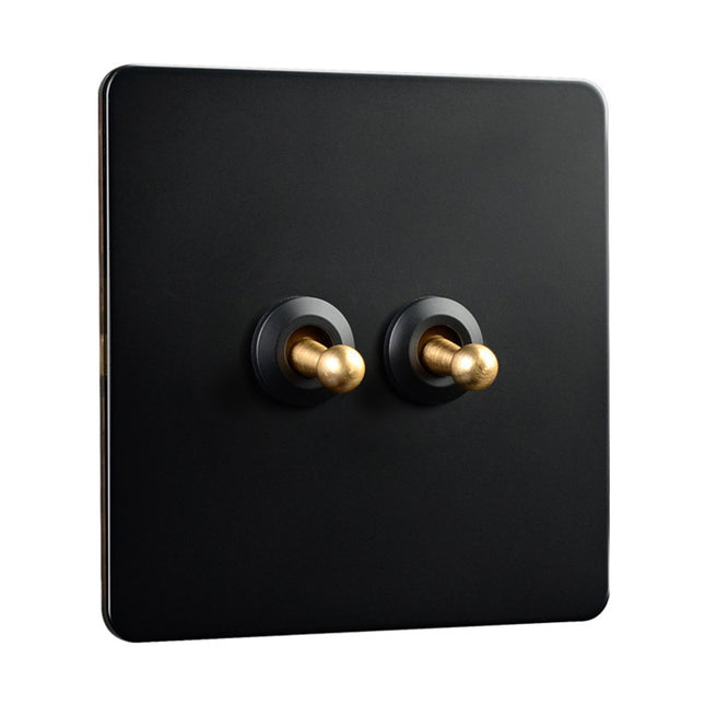 86 Type Stainless Steel Panel Wall Toggle Light Switch Brass Rod 1Way 2Way 2 Gang Smile Home 2 Gang