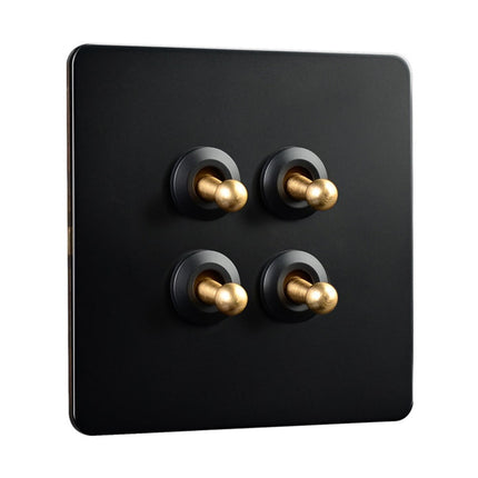 86 Type Stainless Steel Panel Wall Toggle Light Switch Brass Rod 1Way 2Way 2 Gang Smile Home 4 Gang