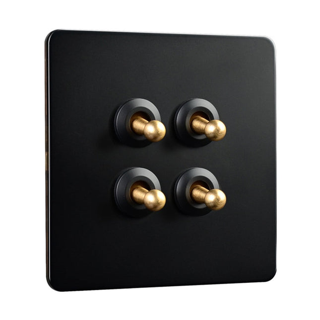 86 Type Stainless Steel Panel Wall Toggle Light Switch Brass Rod 1Way 2Way 2 Gang Smile Home 4 Gang