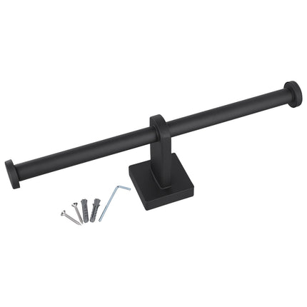 Stainless Steel Toilet Roll Holder Double Ring Toilet Paper Holder Wall Black Smile Home