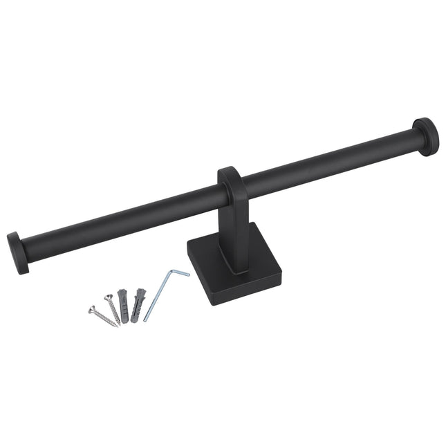 Stainless Steel Toilet Roll Holder Double Ring Toilet Paper Holder Wall Black Smile Home