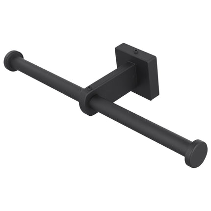 Stainless Steel Toilet Roll Holder Double Ring Toilet Paper Holder Wall Black Smile Home