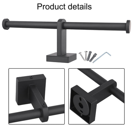Stainless Steel Toilet Roll Holder Double Ring Toilet Paper Holder Wall Black Smile Home
