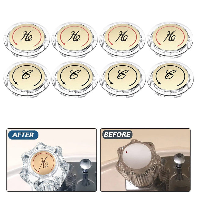 8Pcs Faucet Index Buttons Hot And Cold Sink Shower Knobs Handle Sign Stickers Smile Home in Clear