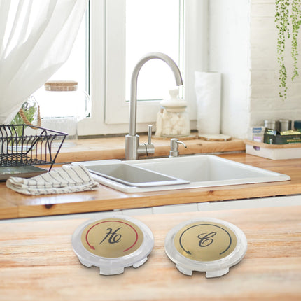 8Pcs Faucet Index Buttons Hot And Cold Sink Shower Knobs Handle Sign Stickers Smile Home