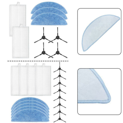 Ecovacs Y1 Pro Robot Vacuum Cleaner Replacement Parts Kit With 4 Filters 5 Mop Cloths 8 Side Brushes For Yeedi Y1 Pro Accessories A B