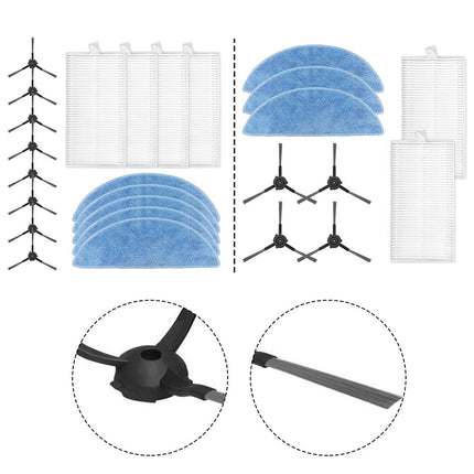 Ecovacs Y1 Pro Robot Vacuum Cleaner Replacement Parts Kit With 4 Filters 5 Mop Cloths 8 Side Brushes For Yeedi Y1 Pro Accessories A B