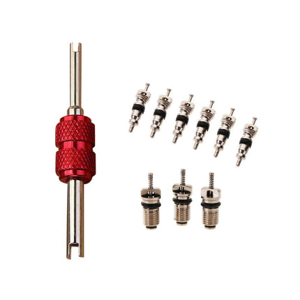 9Pcs Air Conditioning Valve Cores+1Pc Remover Tool A/C Repair Kit