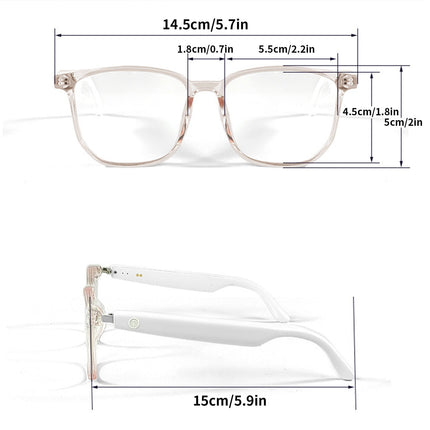 Smart Glasses with Wireless Earbuds, Lightweight Glasses With Blue Light Protection Wireless Bluetooth 5.3 Headset Function Built-in Music And Speakers Support For And Voice White