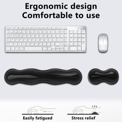 Gel Wrist Rest For Keyboard, Silicone Gel Keyboard and Mouse Wrist Rest Set, Cool Soft Ergonomic Wrist Rest, Relax Your Wrist, for Laptop Computer Office & Home Black