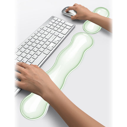 Gel Wrist Rest For Keyboard, Silicone Gel Keyboard and Mouse Wrist Rest Set, Cool Soft Ergonomic Wrist Rest, Relax Your Wrist, for Laptop Computer Office & Home Green