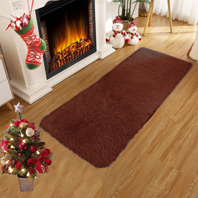 Soft Area Rug Fluffy Rugs for Living Room Bedroom Decor Runner Rug for Hallway Shag in Brown