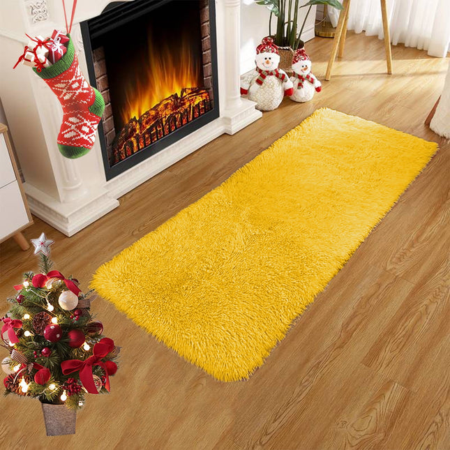 Soft Area Rug Fluffy Rugs for Living Room Bedroom Decor Runner Rug for Hallway Shag in Yellow