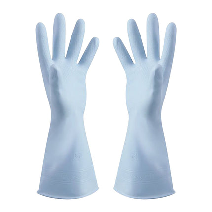 1 Pairs Rubber Gloves for Dishwashing Cleaning, Cotton Lined Household Gloves, Waterproof Gloves for Kitchen Bathroom, Reusable Gloves, Food Grade Non-Slip Household Kitchen Gloves Light blue,M
