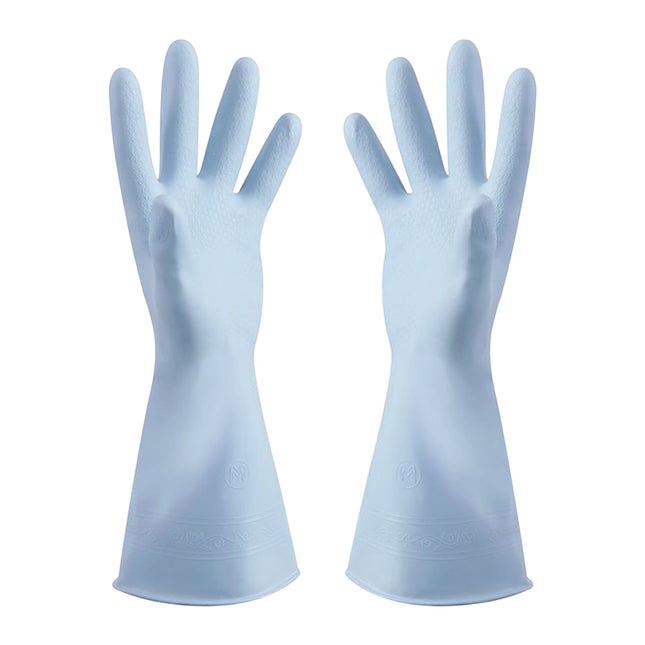 1 Pairs Rubber Gloves for Dishwashing Cleaning, Cotton Lined Household Gloves, Waterproof Gloves for Kitchen Bathroom, Reusable Gloves, Food Grade Non-Slip Household Kitchen Gloves Light blue,M