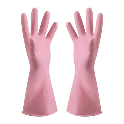 1 Pairs Rubber Gloves for Dishwashing Cleaning, Cotton Lined Household Gloves, Waterproof Gloves for Kitchen Bathroom, Reusable Gloves, Food Grade Non-Slip Household Kitchen Gloves Pink,L