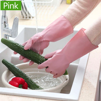 1 Pairs Rubber Gloves for Dishwashing Cleaning, Cotton Lined Household Gloves, Waterproof Gloves for Kitchen Bathroom, Reusable Gloves, Food Grade Non-Slip Household Kitchen Gloves Pink,S