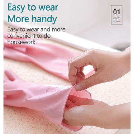 1 Pairs Rubber Gloves for Dishwashing Cleaning, Cotton Lined Household Gloves, Waterproof Gloves for Kitchen Bathroom, Reusable Gloves, Food Grade Non-Slip Household Kitchen Gloves Pink,S