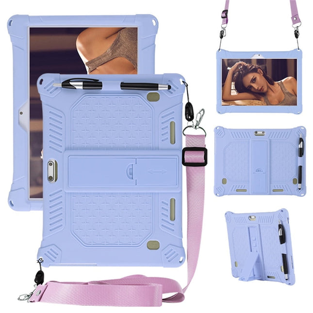 10 10.1 inch Silicone Tablet Case with Stylus Pen & Shoulder Strap Universal Shockproof Silicone