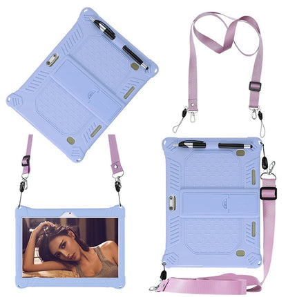 10,10.1 inch Silicone Tablet Case with Stylus Pen & Shoulder Strap, Universal Shockproof Silicone Cover Case,Soft Portable Protective Cover for Android Tablet PC Purple