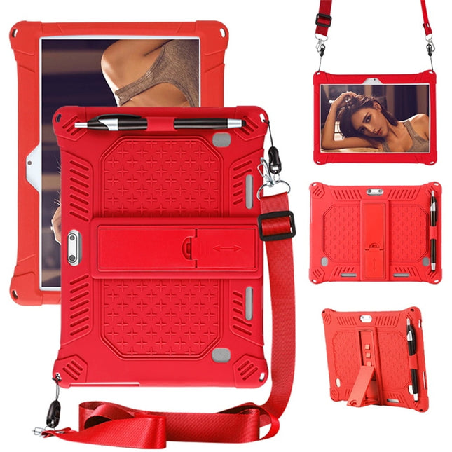 10 10.1 inch Silicone Tablet Case with Stylus Pen & Shoulder Strap Universal Shockproof Silicone