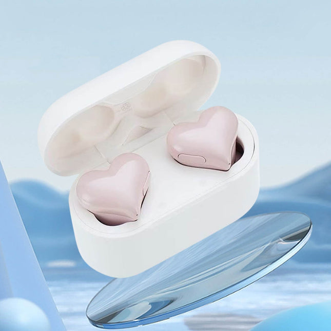 Heart Shaped Earbuds Stylish Headphones HiFi Stereo Sound Waterproof Bluetooth 5.3 Earphones