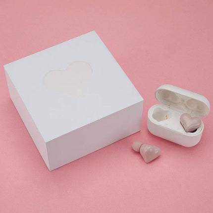 Heart Shaped Earbuds, Stylish Headphones HiFi Stereo Sound Waterproof Bluetooth 5.3 Earphones with Charging Case for Girls Women, Noise Reduction Sports Wireless In Ear Bluetooth Earphones Pink