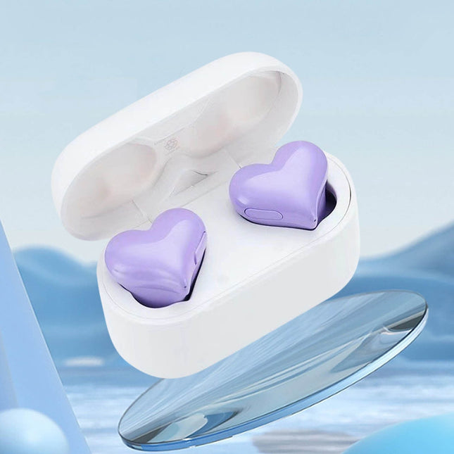 Heart Shaped Earbuds Stylish Headphones HiFi Stereo Sound Waterproof Bluetooth 5.3 Earphones