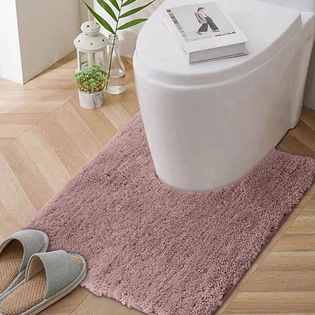 Bathroom Contour Rug Non Slip Toilet U Shaped Bath Mat Water Absorbent Super Soft Shaggy – product detail