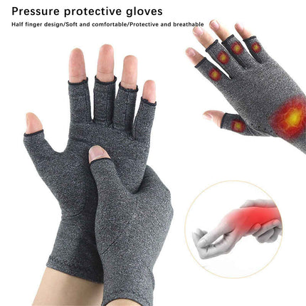 Pressure Gloves Half Finger, Cycling Joint Care Sports Gloves, Antiskid Fitness Gloves for Men and Women, Comfortable Compression Gloves for Hand Relief, Mobility & Repetitive Task Support, Size M D