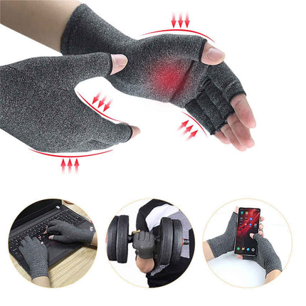Pressure Gloves Half Finger, Cycling Joint Care Sports Gloves, Antiskid Fitness Gloves for Men and Women, Comfortable Compression Gloves for Hand Relief, Mobility & Repetitive Task Support, Size M D