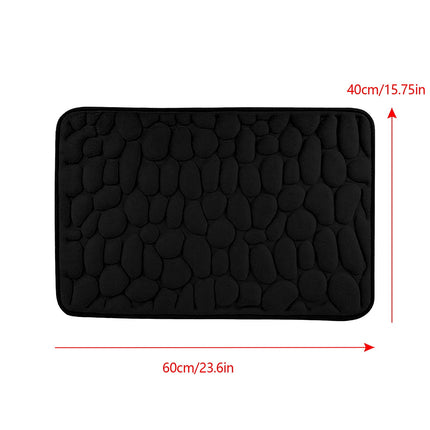 40 x 24 Inch Cotton Bathroom Floor Mat - Super Soft, Water Absorbent, Non-Slip, Machine Washable, Ideal for Bathroom, Bedroom, and Kitchen Black