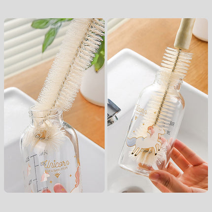 Cup Brush Cleaner with Long Handle - Small L-Shaped Cleaning Brush for Bottles, Mugs, Glasses, Ceramic, Plastic, and Vacuum Flasks, Soft Nylon Bristles, Convenient Hanging Design,10 inch, Easy Storage C