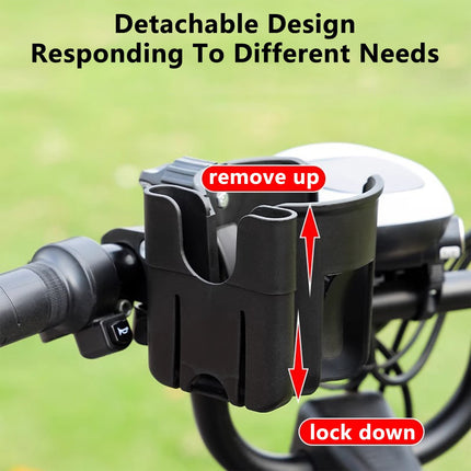 2-in-1 Bicycle Cup Holder with Mobile Phone Holder - Universal Water Bottle Holder, Coffee & Tea Mug Holder, for Electric Bike, Bicycle, Motorcycle, Stroller, Walker - Fits Phones Up to 6.5 Inches