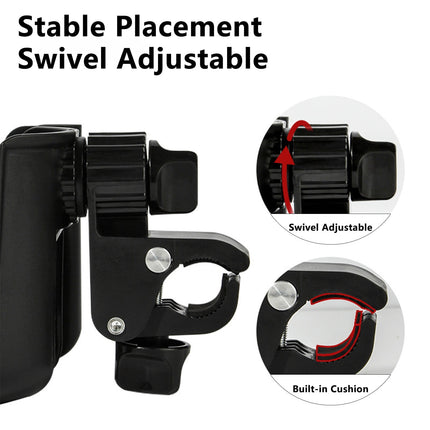 2-in-1 Bicycle Cup Holder with Mobile Phone Holder - Universal Water Bottle Holder, Coffee & Tea Mug Holder, for Electric Bike, Bicycle, Motorcycle, Stroller, Walker - Fits Phones Up to 6.5 Inches