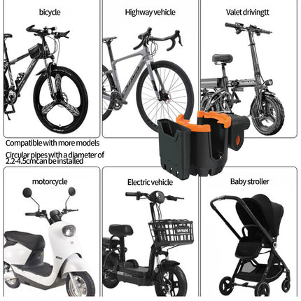 2-in-1 Adjustable Drink Holder,Universal Cup Holder with Cell Phone Holder,Large Diameter Design Bike Cup Holder for Wheelchair Walker Bike OG Orange