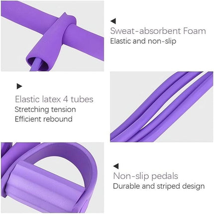 Clearance！4-Tube Pedal Puller Resistance Rope - Foot Pedal Resistance Band,Yoga Elastic Exercise Bands, for Women Jump Fitness, Abdomen/Arm Weight/Waist/Leg Stretching Slimming Training Pink