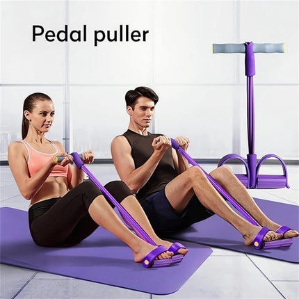 Clearance！4-Tube Pedal Puller Resistance Rope - Foot Pedal Resistance Band,Yoga Elastic Exercise Bands, for Women Jump Fitness, Abdomen/Arm Weight/Waist/Leg Stretching Slimming Training Pink