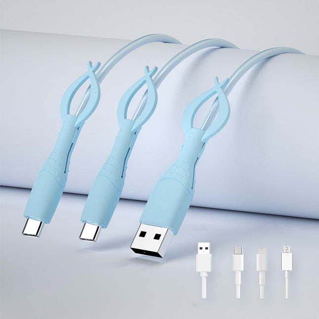 Cute Cable Protector Cover Compatible for iPhone Android USB Type-C Cable 3 PCS Colorful Soft