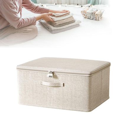 Locking Adult Game Toy Storage Organizer Lock Box Toy Storage Bins Women and Men Game Toys Storage Bags with 2 Drawstring Bags, Large capacity (Beige) 11.8x7.8x5.5 11.8" x 7.8" x 5.5" Beige