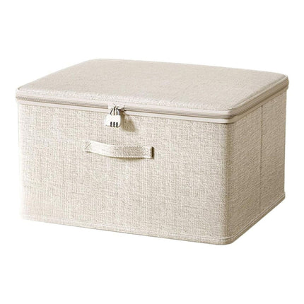 Locking Adult Game Toy Storage Organizer Lock Box Toy Storage Bins Women and Men Game Toys Storage Bags with 2 Drawstring Bags, Large capacity (Beige) 11.8x7.8x5.5 11.8" x 7.8" x 5.5" Beige