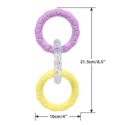 3-Ring Tug Dog Toy, Interactive Tug Pull Toy for Training and Teeth Cleaning, Indestructible Rubber of War Dog Chew Toy for Aggressive Chewers, Outdoor Puppy Ring Toy for Small Medium Large Dogs Orange
