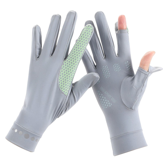 Mens Women Driving Gloves Summer UV Sun Protection Gloves Non-Slip Touchscreen Ice-Silk Sunblock Gloves for