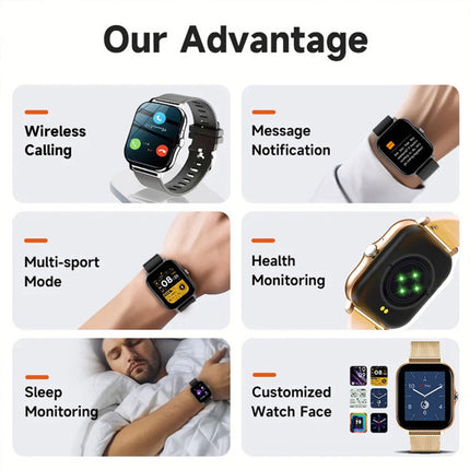 Smart Watch for Android and iPhone,Full Touch Screen with Call Function, Fitness Tracker for Music and Sleep Monitoring, IP67 Waterproof Smartwatch Compatible Unisex Design C